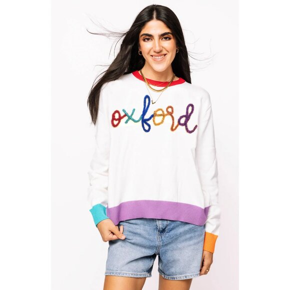 Queen of Sparkles rainbow script Oxford Ole Miss sweater - Picture 1 of 5